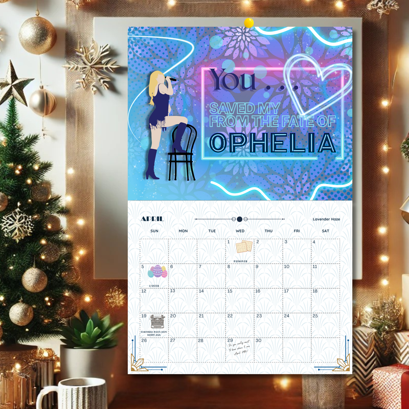 2026 Taylor Swift inspired Showgirl calendar, lyric-themed wall calendar, Swiftie gift, printed in USA